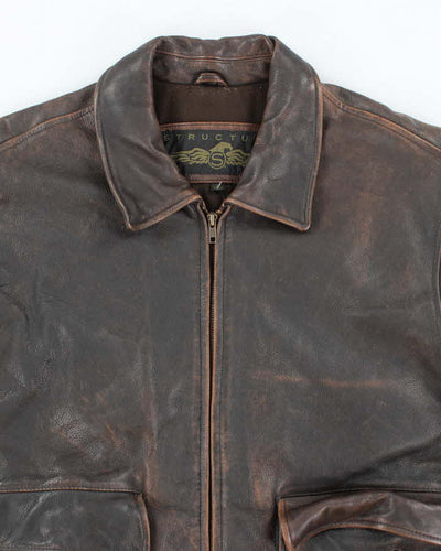 Vintage 90's Structure Heavyweight Brown Leather Jacket - L