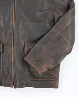 Vintage 90's Structure Heavyweight Brown Leather Jacket - L