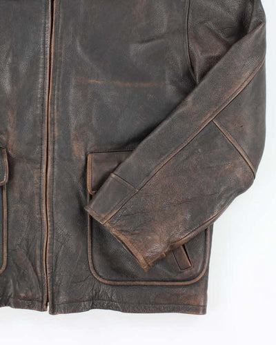 Vintage 90's Structure Heavyweight Brown Leather Jacket - L