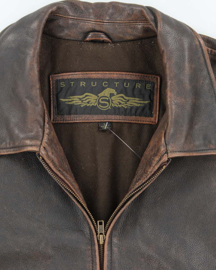 Vintage 90's Structure Heavyweight Brown Leather Jacket - L