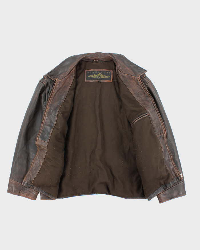 Vintage 90's Structure Heavyweight Brown Leather Jacket - L