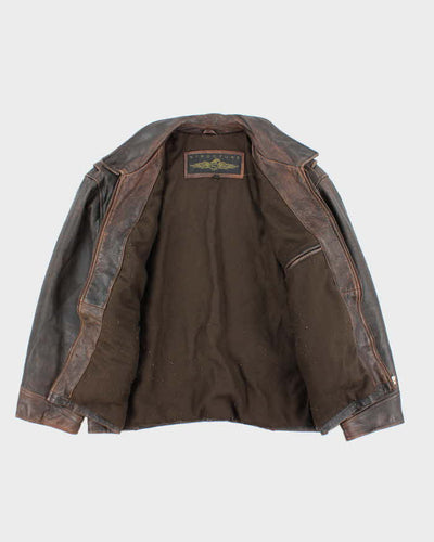 Vintage 90's Structure Heavyweight Brown Leather Jacket - L