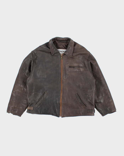 Vintage 80's Network Skins Two Tone Heavyweight Leather Jacket - XL
