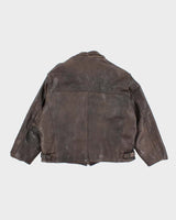 Vintage 80's Network Skins Two Tone Heavyweight Leather Jacket - XL