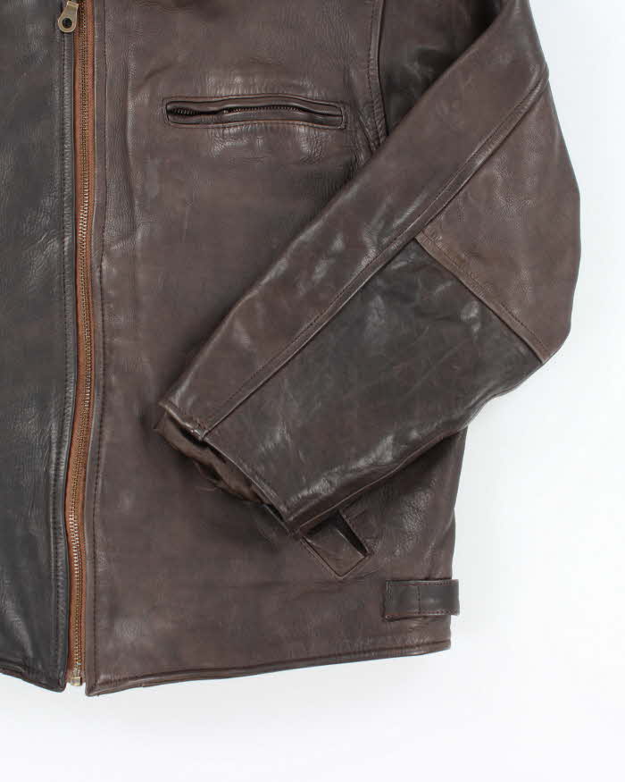 Vintage 80's Network Skins Two Tone Heavyweight Leather Jacket - XL