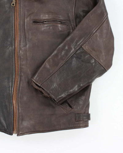 Vintage 80's Network Skins Two Tone Heavyweight Leather Jacket - XL