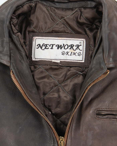 Vintage 80's Network Skins Two Tone Heavyweight Leather Jacket - XL