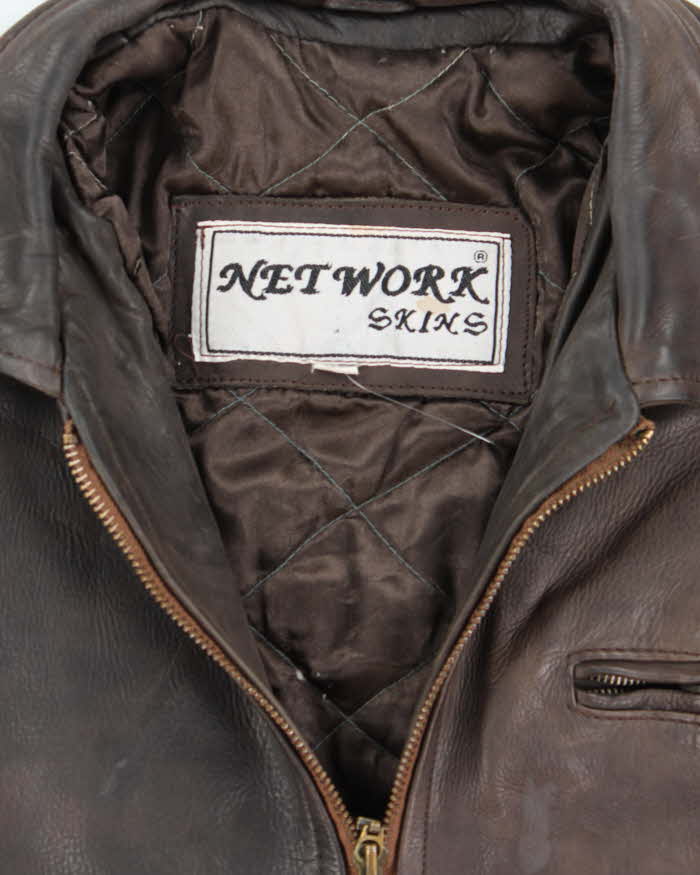 Vintage 80's Network Skins Two Tone Heavyweight Leather Jacket - XL