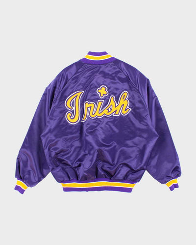Vintage 90's Fighting Irish Embroidered Sports Varsity Jacket - L