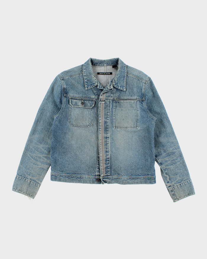Vintage Y2K DKNY Hidden Buttons Medium Wash Denim Jacket - L