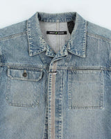 Vintage Y2K DKNY Hidden Buttons Medium Wash Denim Jacket - L
