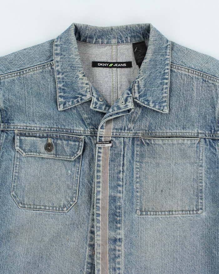 Vintage Y2K DKNY Hidden Buttons Medium Wash Denim Jacket - L
