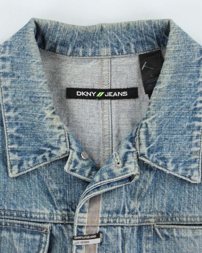 Vintage Y2K DKNY Hidden Buttons Medium Wash Denim Jacket - L