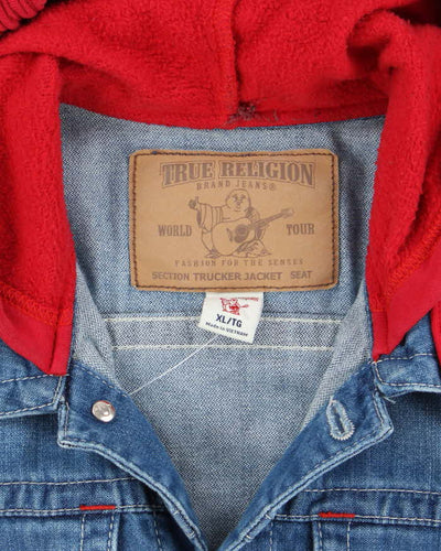 Vintage Y2K True Religion Dark Wash Hooded Denim Jacket - XL