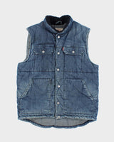 Vintage Levi's Denim Look Insulated Puffer Gilet - M