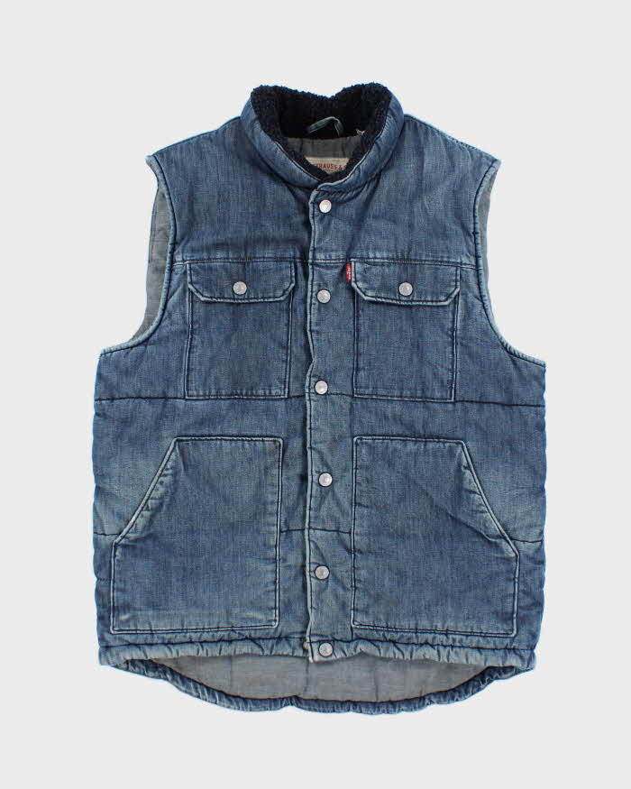 Vintage Levi's Denim Look Insulated Puffer Gilet - M