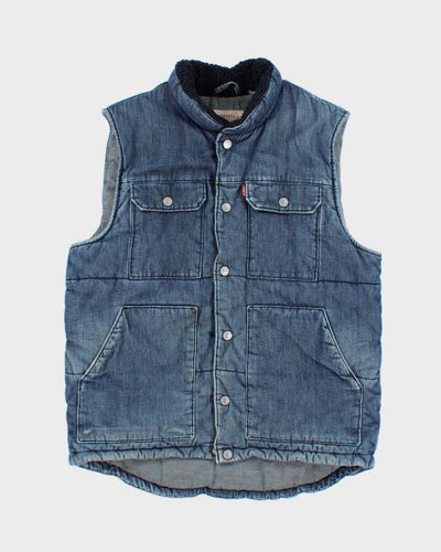 Vintage Levi's Denim Look Insulated Puffer Gilet - M