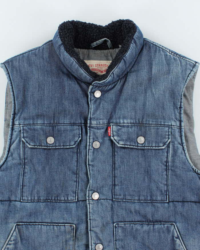 Vintage Levi's Denim Look Insulated Puffer Gilet - M