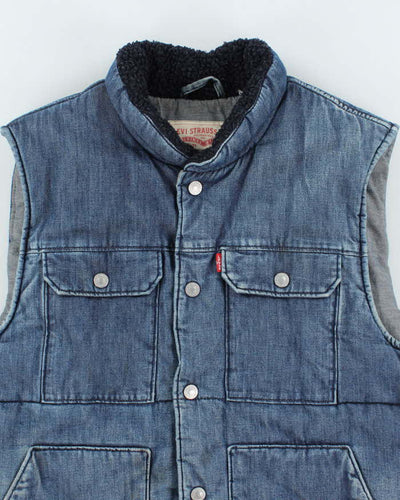 Vintage Levi's Denim Look Insulated Puffer Gilet - M