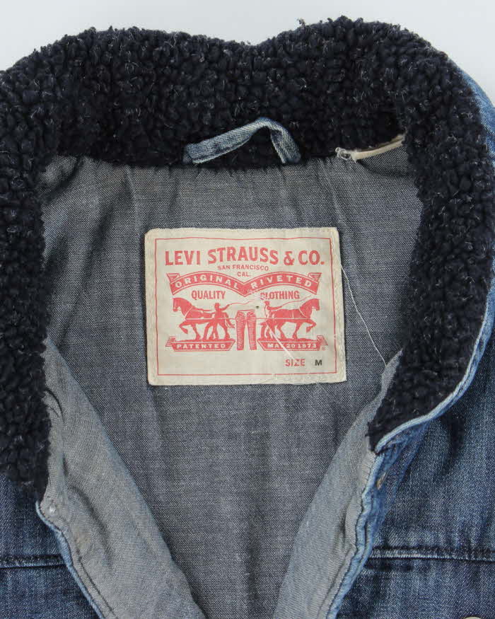 Vintage Levi's Denim Look Insulated Puffer Gilet - M
