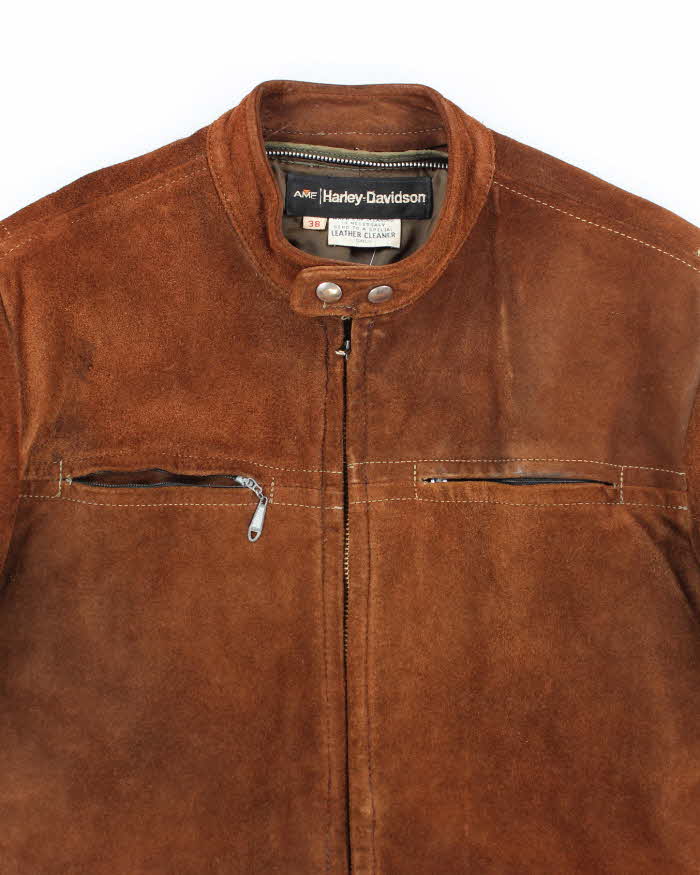 Vintage 80's Harley Davidson Suede Zip Up Jacket - M
