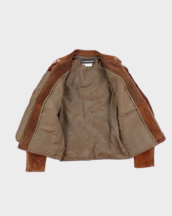 Vintage 80's Harley Davidson Suede Zip Up Jacket - M
