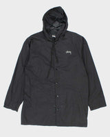 Vintage Stussy Hooded Long Waterproof Jacket - XL