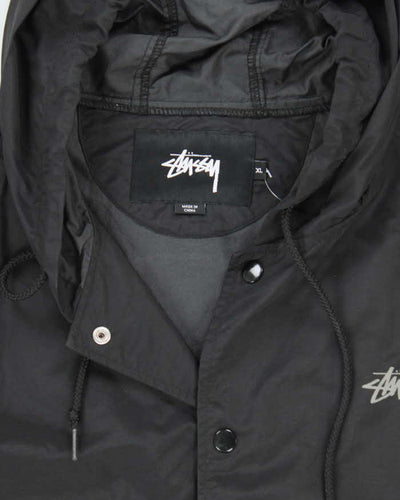 Vintage Stussy Hooded Long Waterproof Jacket - XL