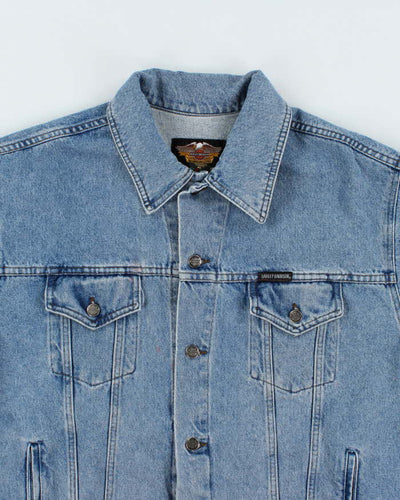 Vintage 90's Harley Davidson Oversized Medium Wash Denim Jacket - XL