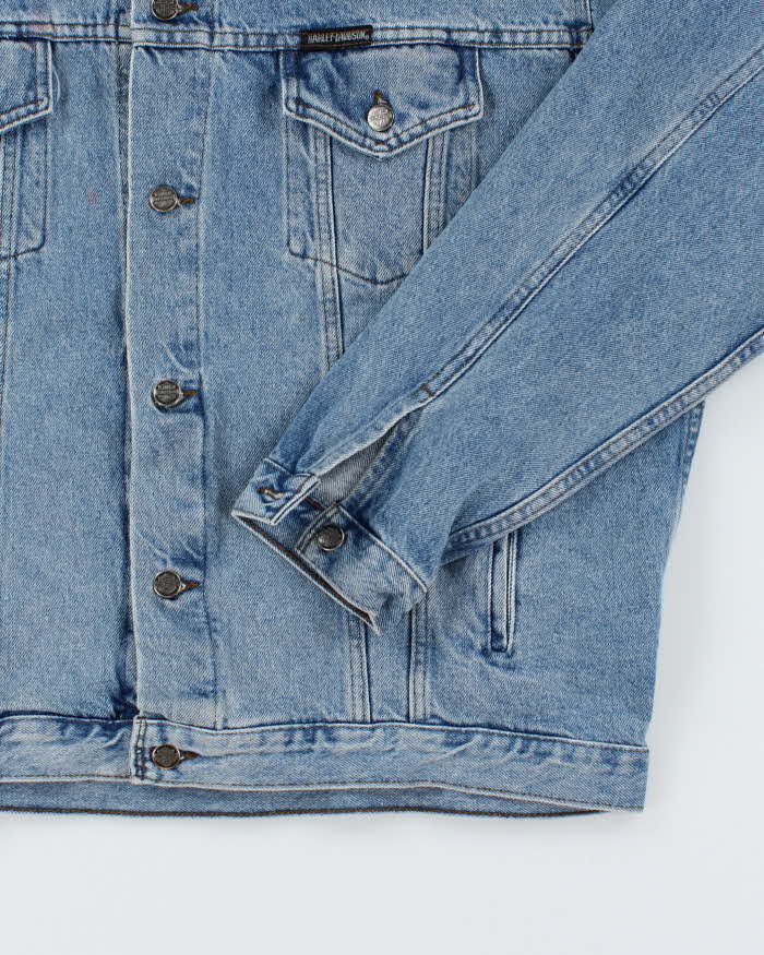 Vintage 90's Harley Davidson Oversized Medium Wash Denim Jacket - XL