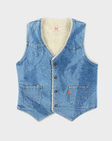 Vintage 80's Levi's Light Wash Denim Lined Gilet - M
