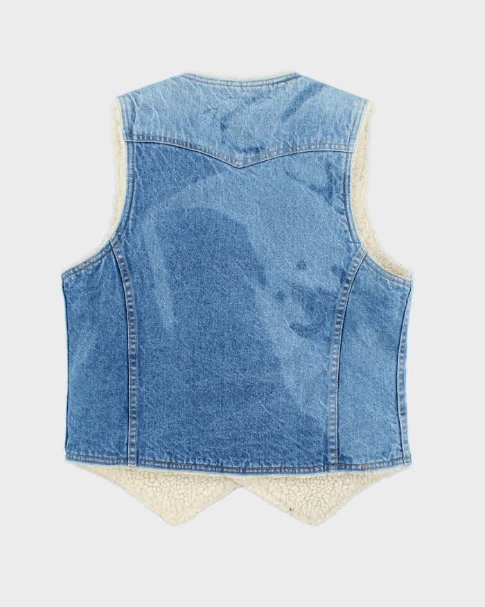 Vintage 80's Levi's Light Wash Denim Lined Gilet - M