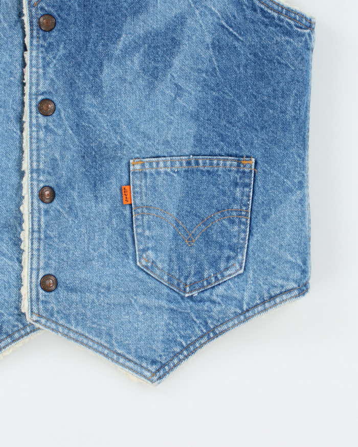 Vintage 80's Levi's Light Wash Denim Lined Gilet - M