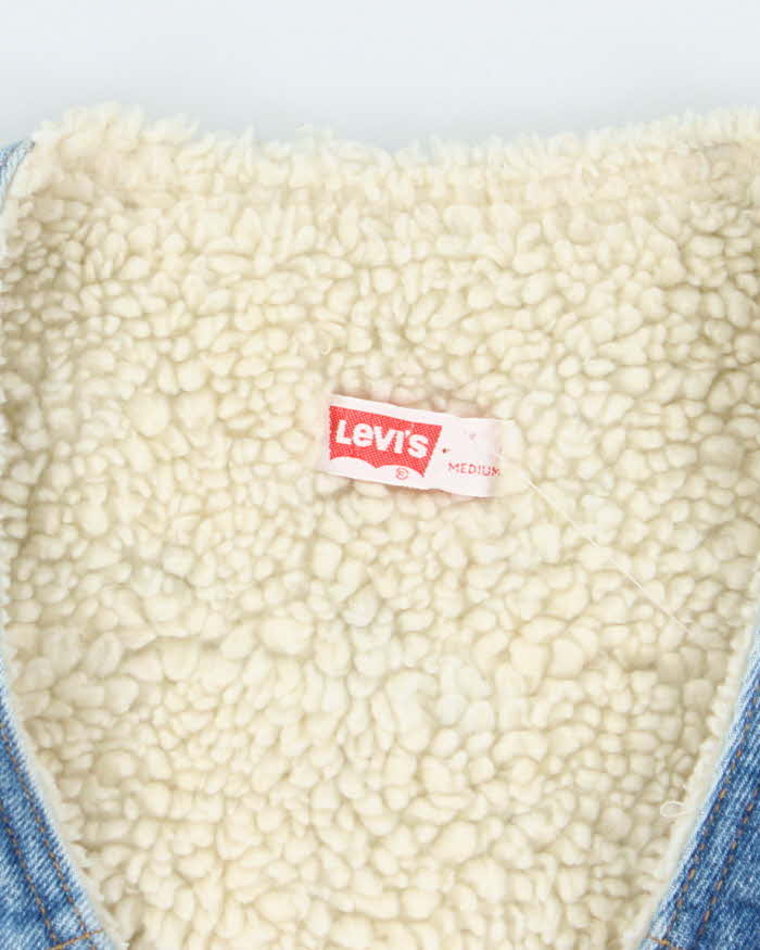 Vintage 80's Levi's Light Wash Denim Lined Gilet - M