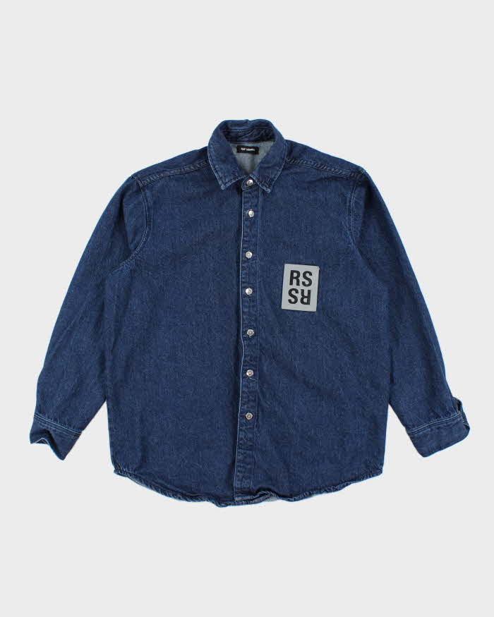 Vintage RAF Simons Dark Wash Button Up Denim Shirt - L