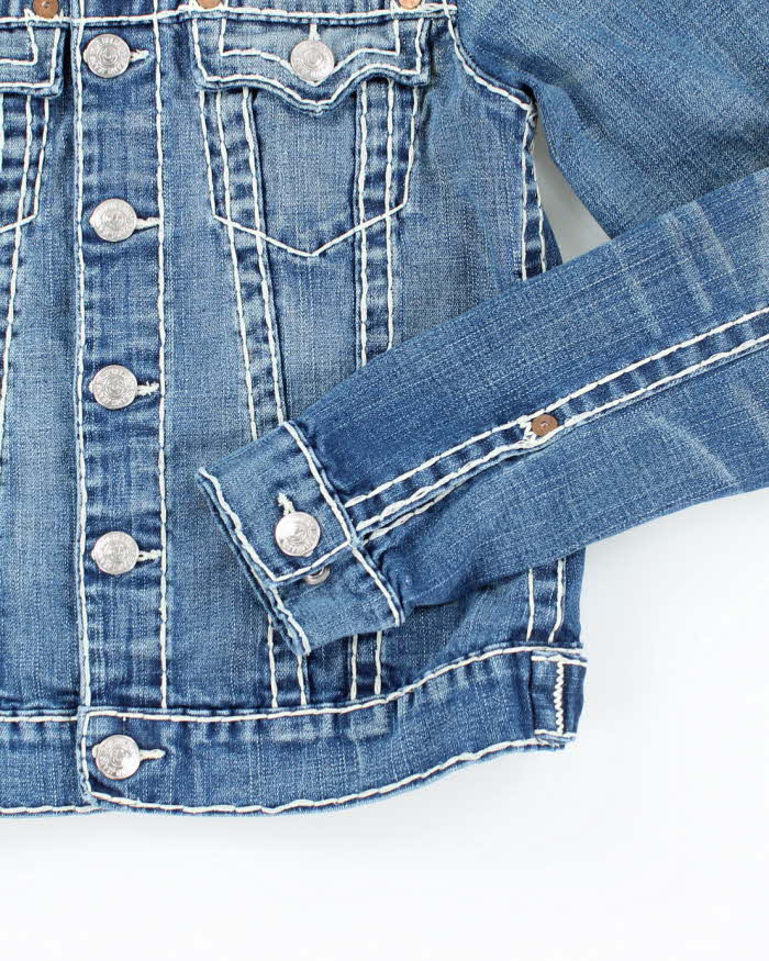 Vintage Y2K True Religion Cropped Light Wash Denim Jacket - S – Rokit
