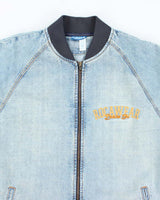 Vintage Y2K Roca Wear Light Wash Embroidered Denim Bomber Jacket - XXL