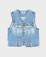 Vintage Y2K Calvin Klein Light Wash Denim Gilet - M
