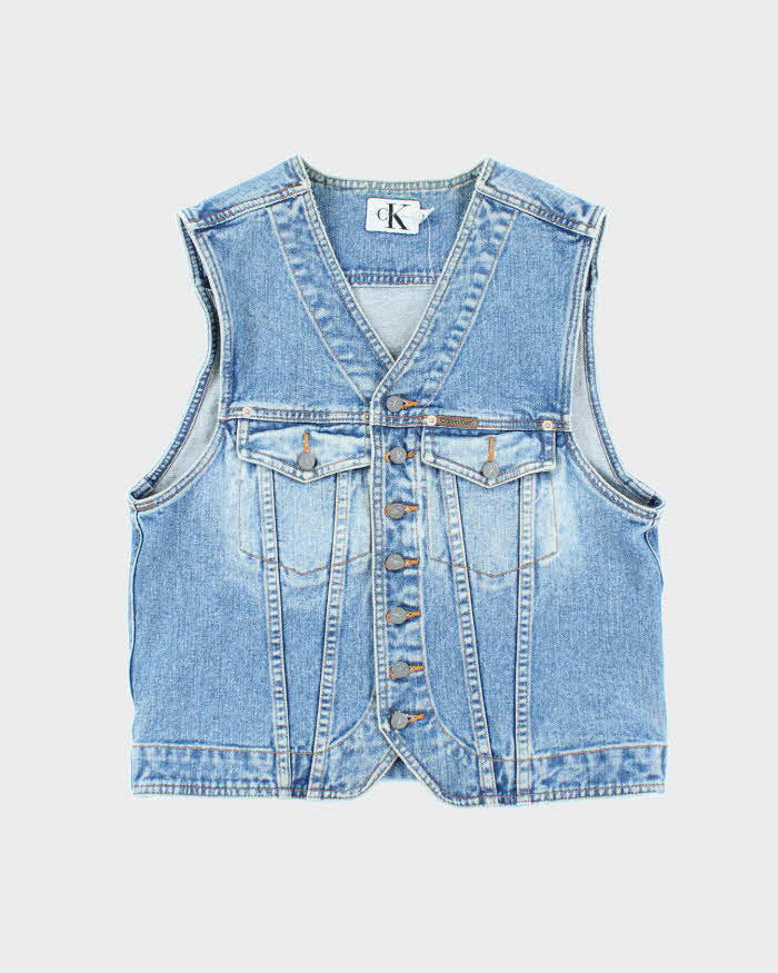 Vintage Y2K Calvin Klein Light Wash Denim Gilet - M