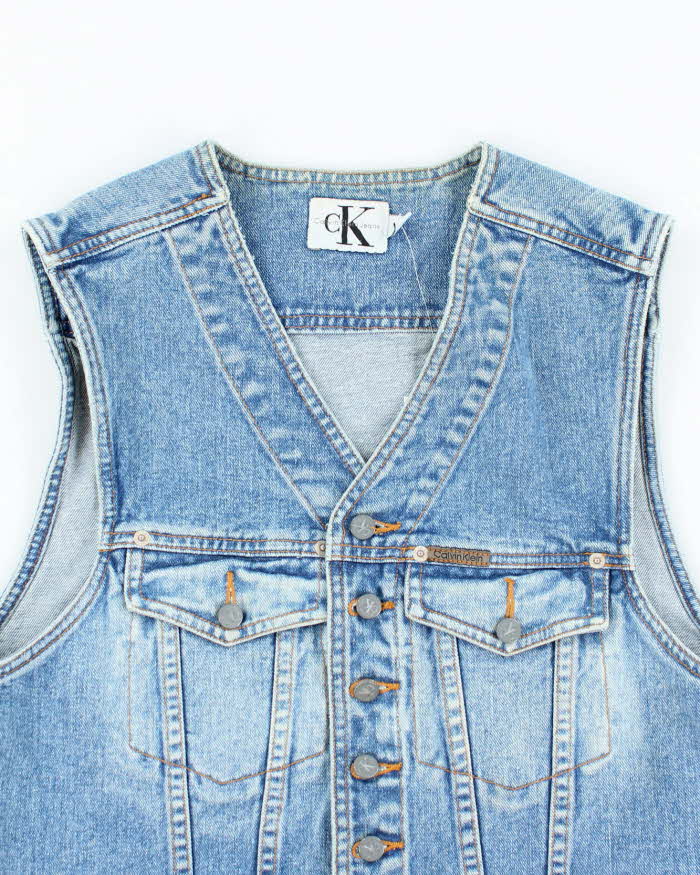 Vintage Y2K Calvin Klein Light Wash Denim Gilet - M