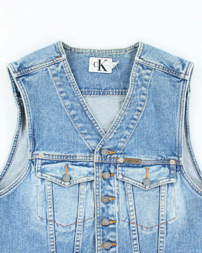 Vintage Y2K Calvin Klein Light Wash Denim Gilet - M