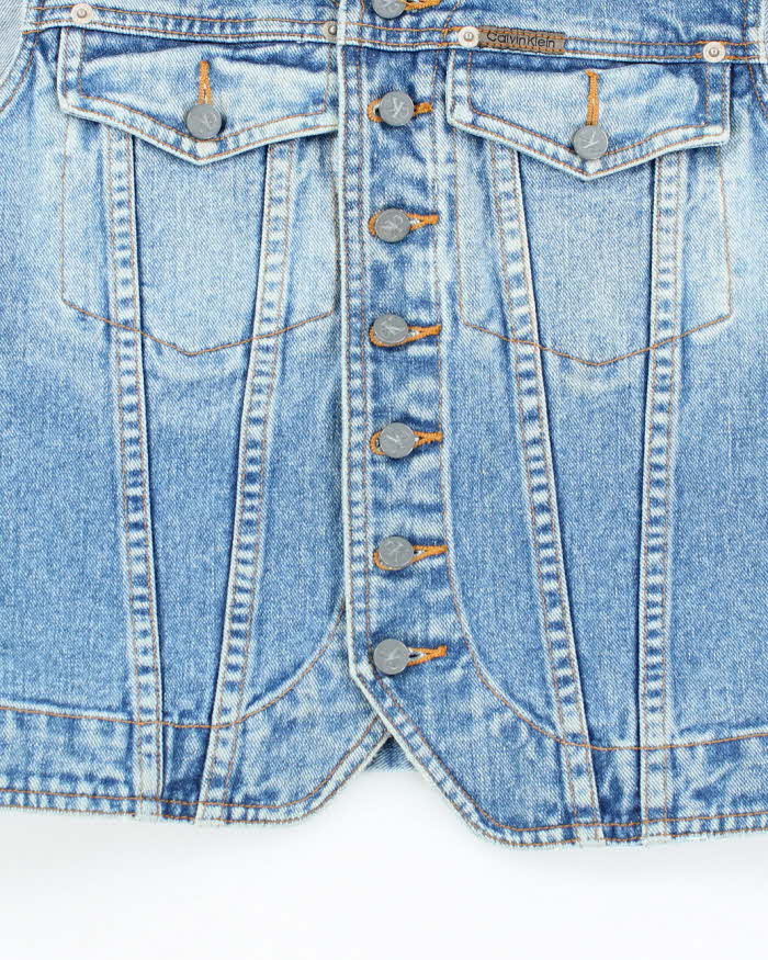Vintage Y2K Calvin Klein Light Wash Denim Gilet - M