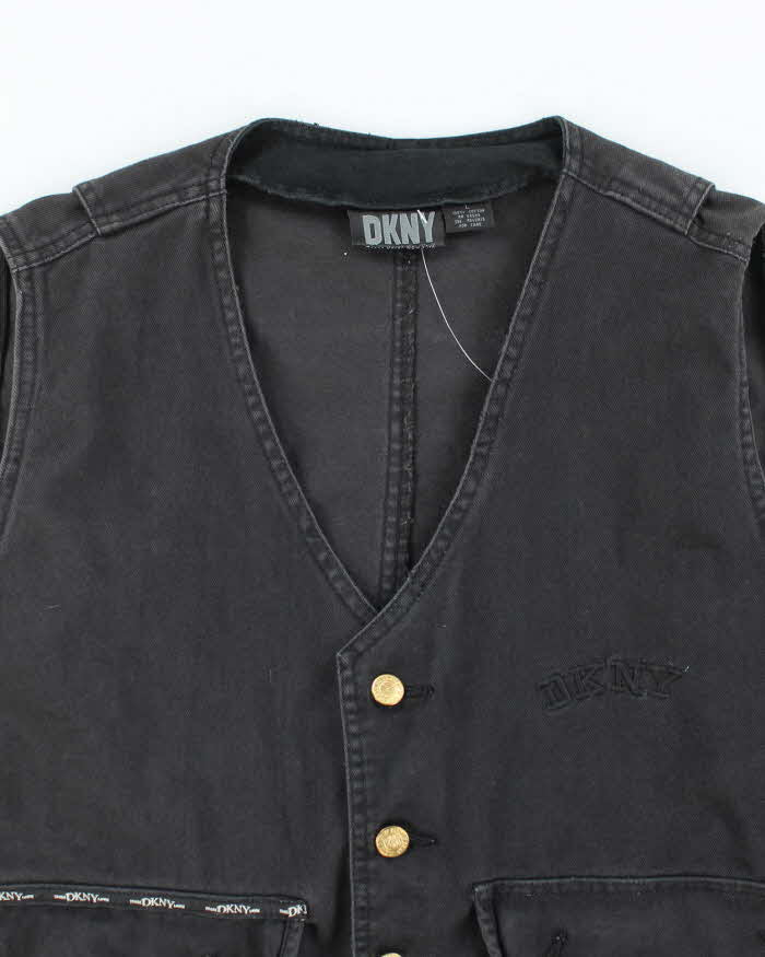 Vintage Y2K DKNY Embroidered Logo Gilet - L