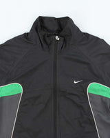 Nike Black and Green Windbreaker Jacket -M