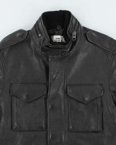 Coach Black Box Pocket Leather Jacket - XS