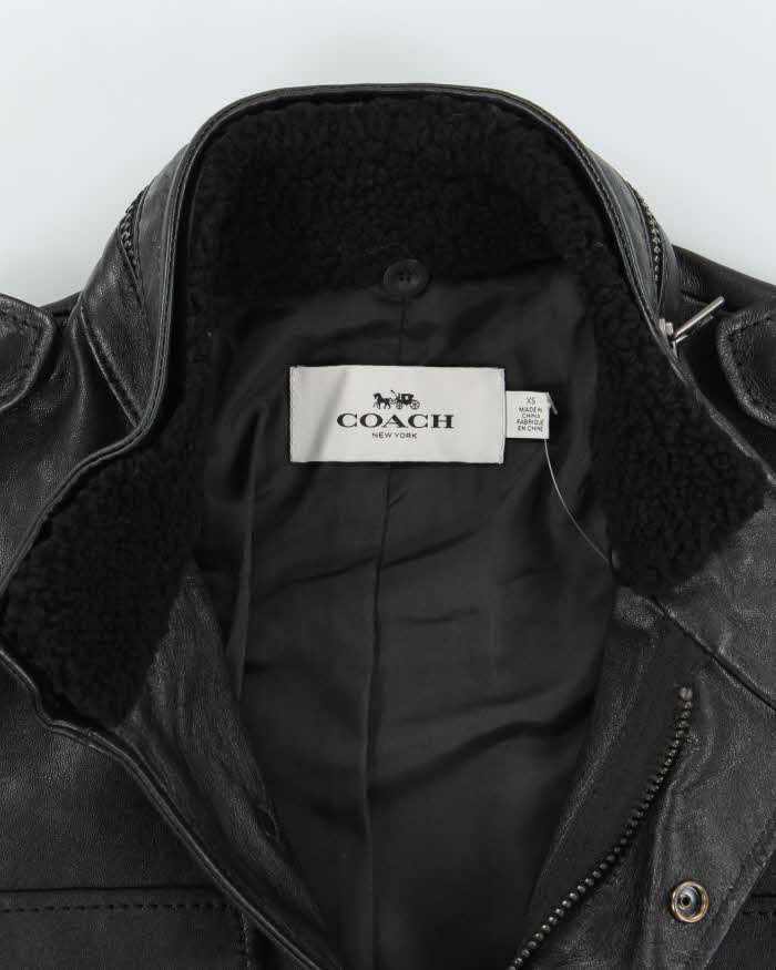 Coach Black Box Pocket Leather Jacket - XS