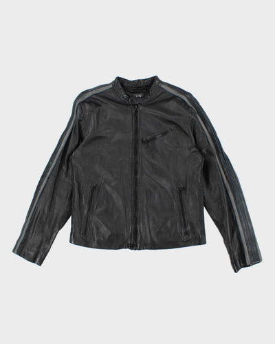 Vintage Y2K Armani Exchange Leather Zip Up Biker Jacket - XL