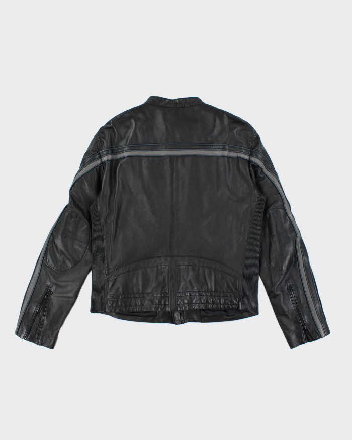 Vintage Y2K Armani Exchange Leather Zip Up Biker Jacket - XL