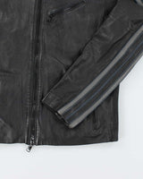 Vintage Y2K Armani Exchange Leather Zip Up Biker Jacket - XL