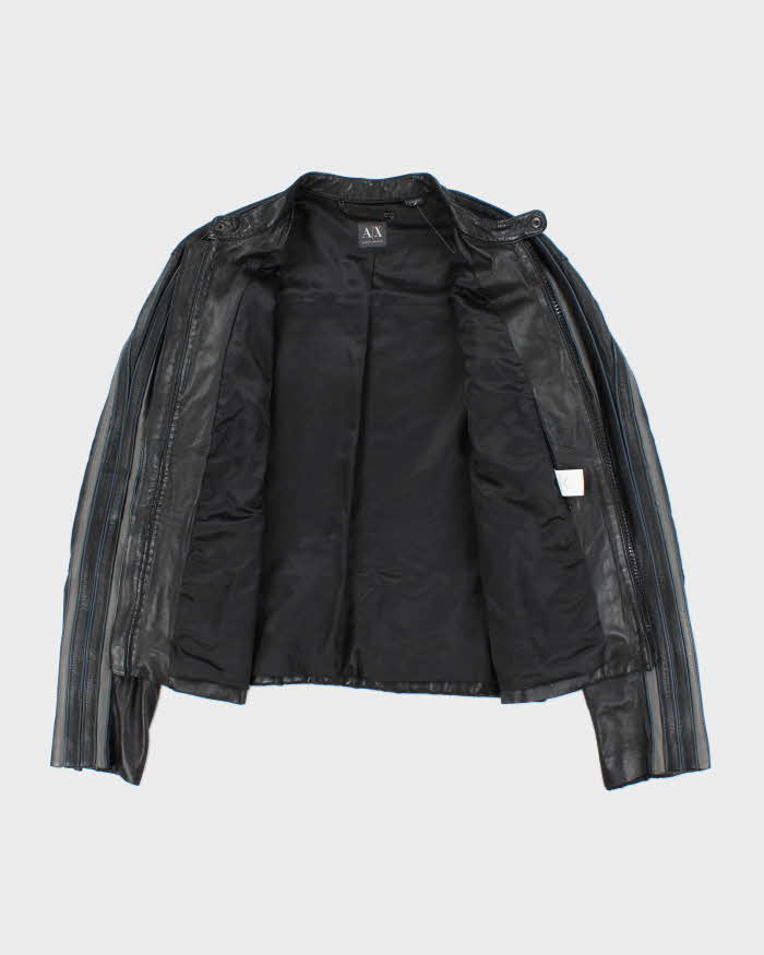 Vintage Y2K Armani Exchange Leather Zip Up Biker Jacket - XL